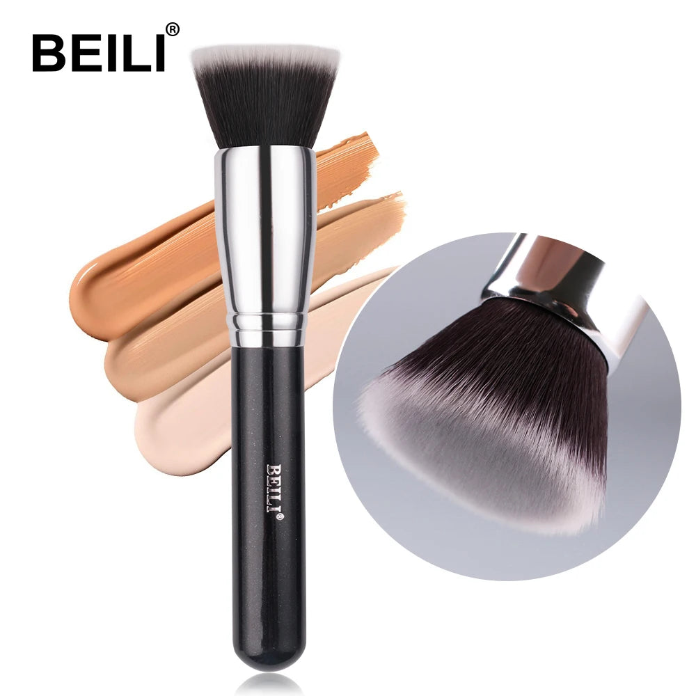 BEILI Private Label Custom Face Brush Flat Top Kabuki Foundation Makeup Brush Cosmetics Brushes for Beauty Tools
