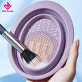 Silicone Collapsible Makeup Brushes Cleaning Bowl Makeup Brush Cleaning Mat Portable Cosmetic Brush Makeup Sponge Cleaner