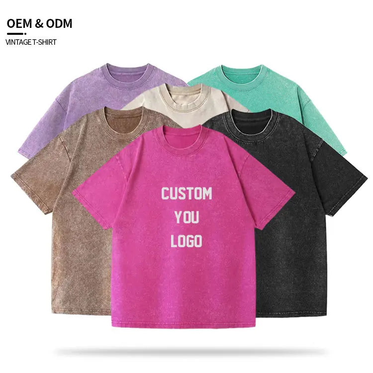 Custom Logo Vintage Acid Washed T Shirt Men Distressed Heavyweight Cotton Blank Oversized Tshirt 100% Cotton for Men's T-shirt