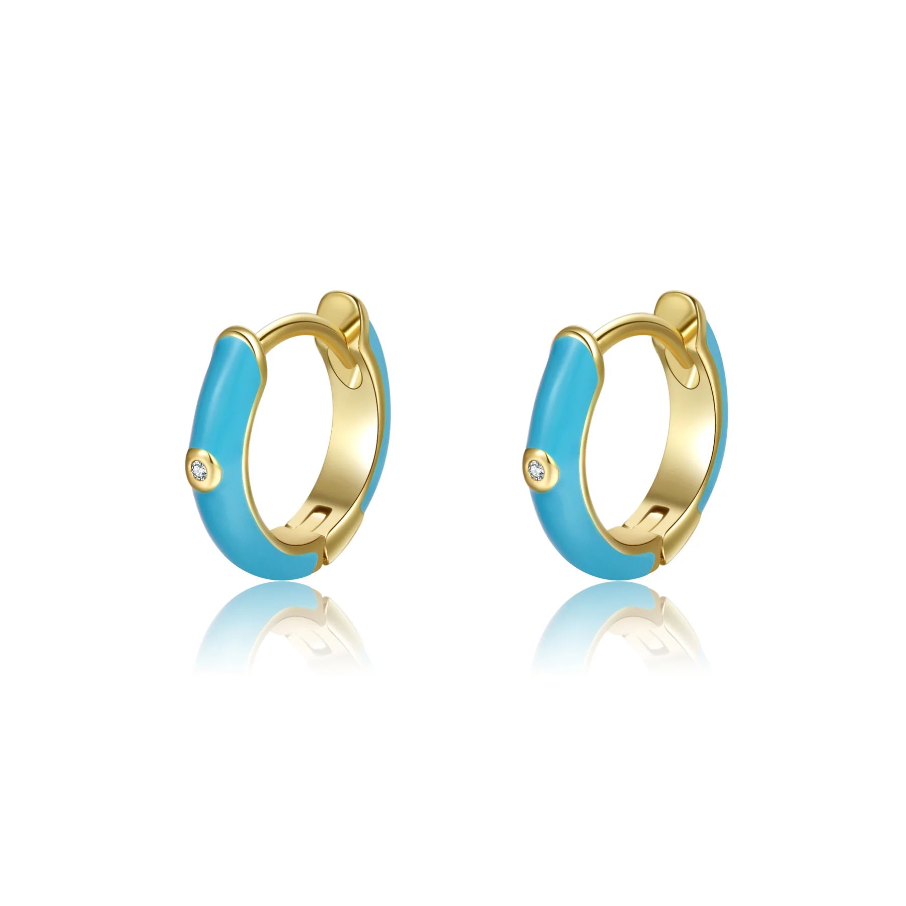 Designer Painting Oil Simple Solid Color Women Zircon Round Geometric Earring Copper Plated 18K Gold Brass Small Hoop Earring