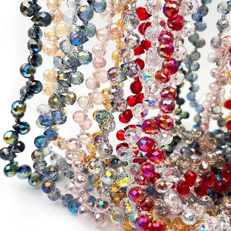 Wholesale AAA Faceted Glass Teardrop Bead Bracelet Loose Crystal Drop Beads 6/8/10mm More 25 Colors OEM/ODM Brand China DIY