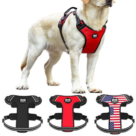 Custom Christmas Reflective Nylon Dog Harness Vest Set for Golden Retriever/Labrador No Pull Dog Strap Harness