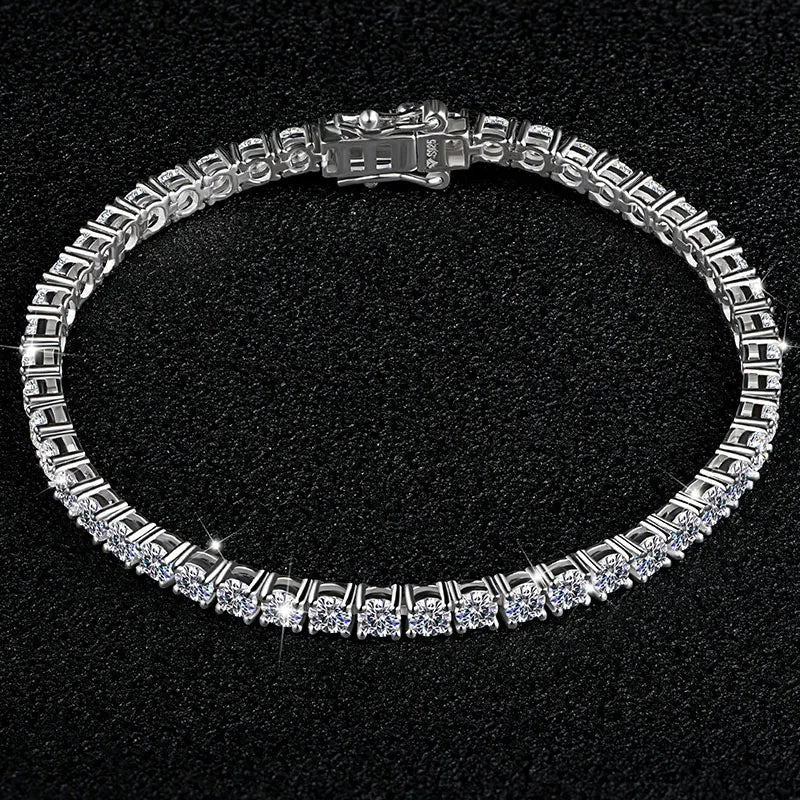 4.0mm D Color Pass Diamond Tester GRC Round Cut White Gold Plated 925 Silver Moissanite Tennis Bracelet for Mother