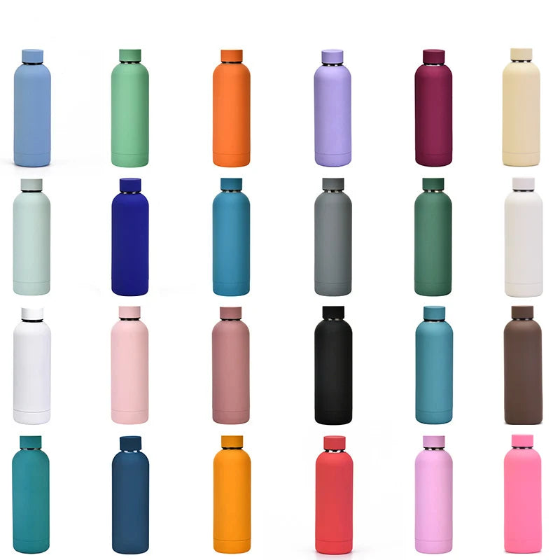 304 Food Grade Hot Sell Water Bottle Double Wall Stainless Steel Vacuum Insulated Thermos 500ml Sport Rubber Painting Bottle