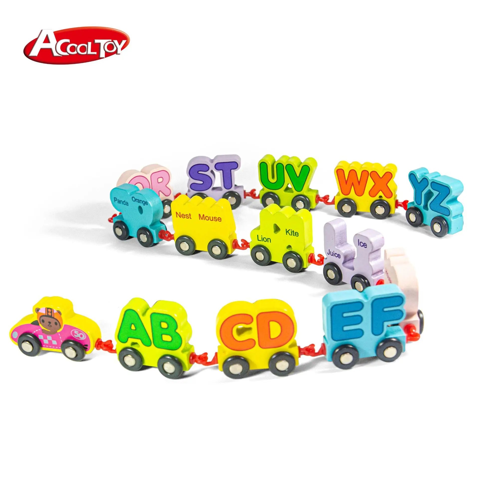 High Quality Wooden Children Letter Recognition Train Montessori Color Letter Learning Educational Toys