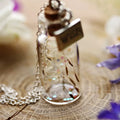 New Niche Design Sweater Chain Natural Dandelion Dried Flower Necklace Time Gemstone Glass Bottle Necklace Gifts for Women