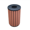 Outdoor Round Wood Trash Container Garbage Can Outside Street Park Rubbish Litter Bin Public Commercial Recycling Waste Bin