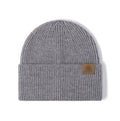 Autumn and Winter Warm Outdoor Knitting Hats Big Fold Beanies With Leather Label Soft and Warm Knitting Beanie