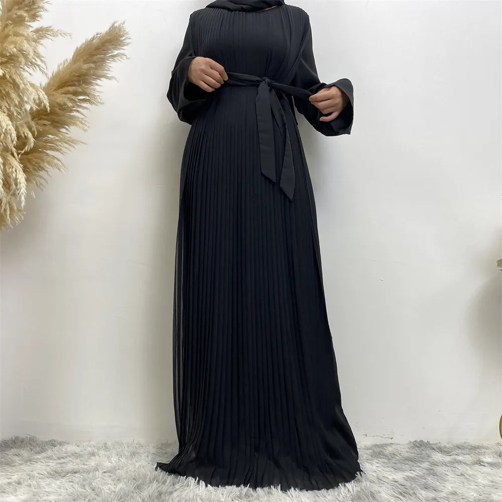 Wholesale Muslim Ladies Polka Dot Long Sleeve Cardigan Robe Loose Fit Lacing Design