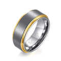 Luxury Men's Tungsten Carbide Wedding Band Silver & Gold Two-Tone Gold Plating Trendy Fashion Ring China Wholesale Suppliers