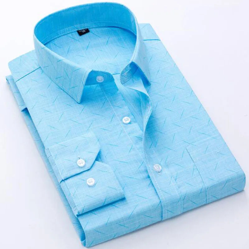 RNSHANGER New Men's Shirts Long Sleeve Formal Classic Plaid Casual Soft Comfortable Single Pocket Button Down Men Shirts