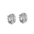 Wheat Earrings 925 Sterling Silver Small Tiny Cubic Zirconia Leaf Hoops Flower Huggies for Women Girls Fine Jewelry