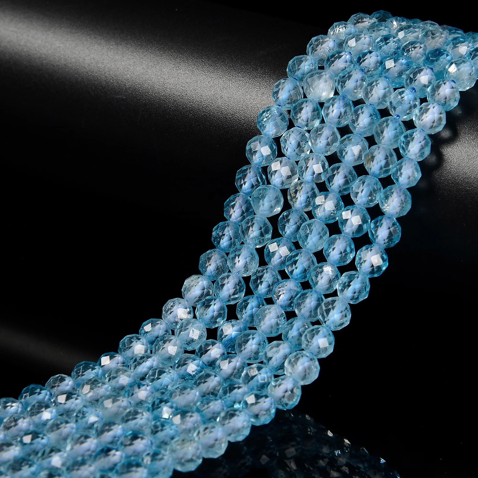 Lose Perlen Loose Faceted Round Facet Beads Strands 4mm 5mm Natural Blue Topaz Beads for Beaded Bracelet