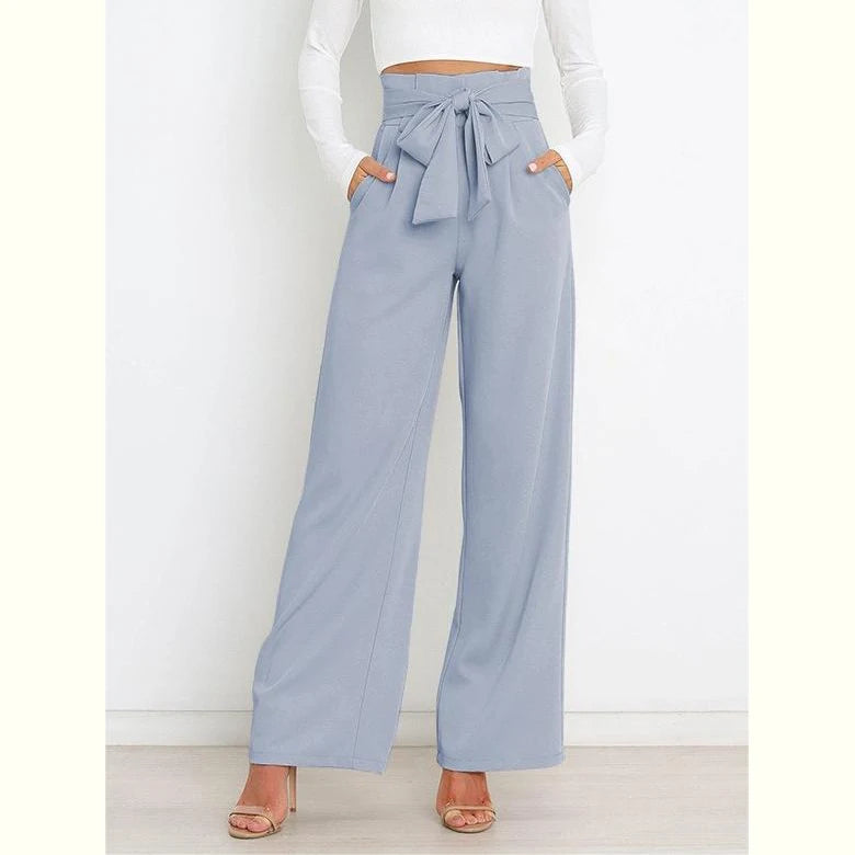 Hot Sale Lady High Waist Elegant Wide Leg Trousers Dress Office Formal Pants for Women