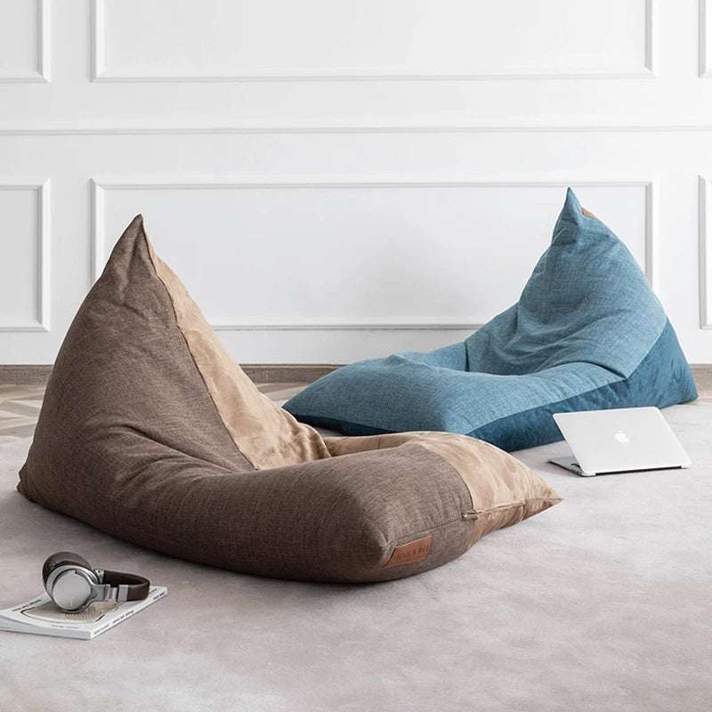 LUCKYSAC Customize Triangle Bean Bag Covers Soft Floor Beanbag Sofa Bed Indoor Bean Bag Pouf Chairs Big Bean Bag for Adults