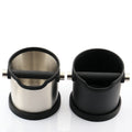Black/Silver Coffee Waste Box Knock Bin Silicone Case Stainless Steel Round Espresso Coffee Knock Box