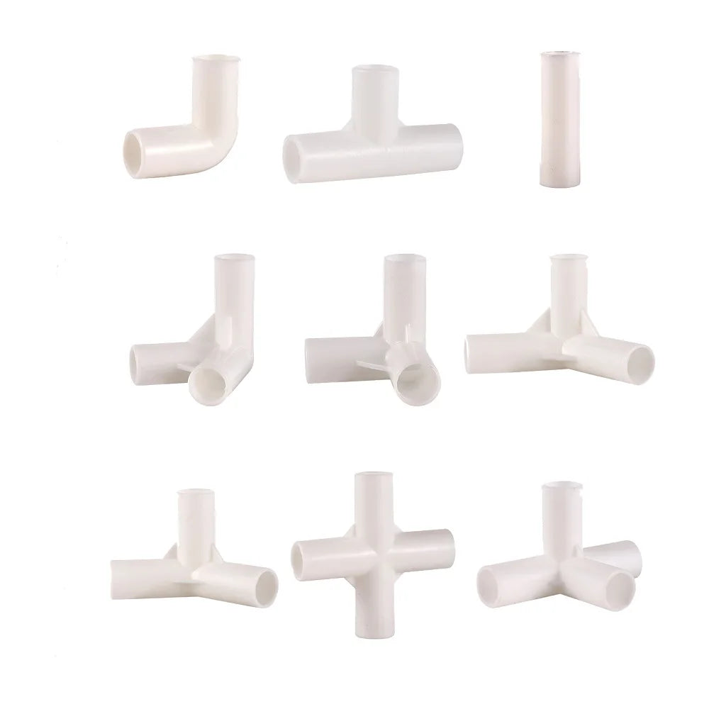 ID 12mm Straight Elbow 4 Way Tee 45 60 90 120 Degree PVC Pipe Connector DIY House Wardrobe Fitting