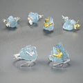 Wholesale Hand Made 925 Sterling Silver18k Gold Natural Aquamarine Stone Butterfly Dragonfly Stud Earring Fine Jewelry for Women