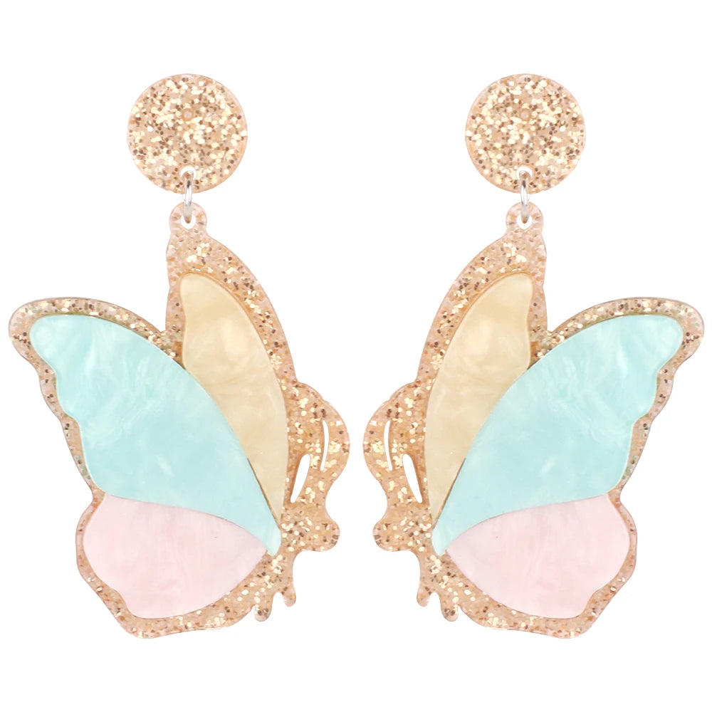 Butterfly Earring Bump Color Water Grain Temperament Personality Retro Earring Pendant