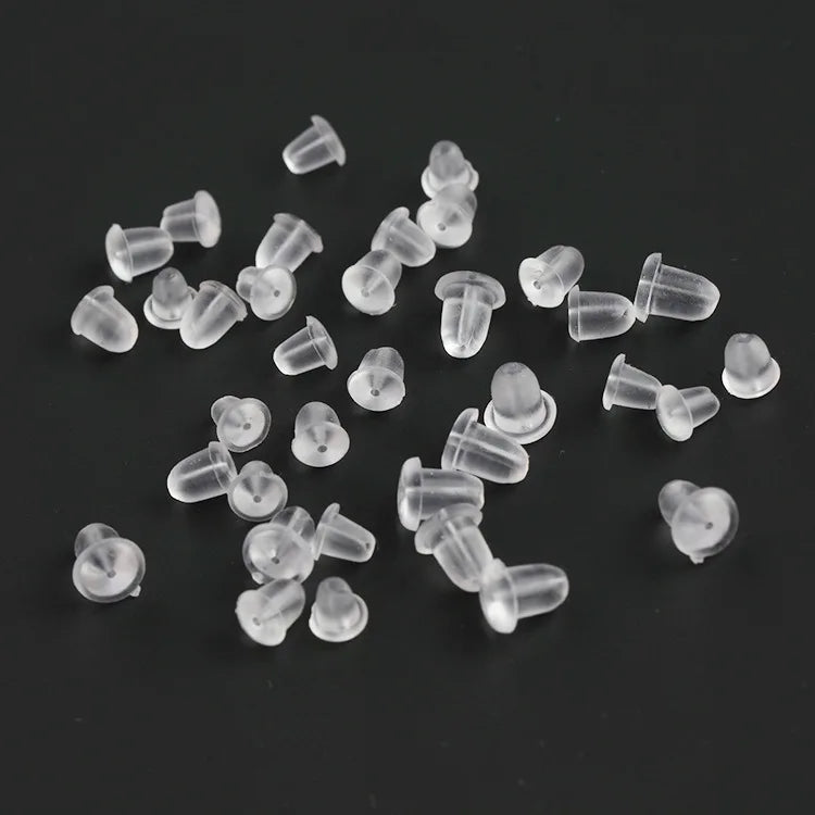 G2684 Wholesale 1000Pcs/Bag 8000Pcs/Bag Round and Bullet Transparent Clear Resin Rubber Earring Back Stopper Silicone Ear Plugs
