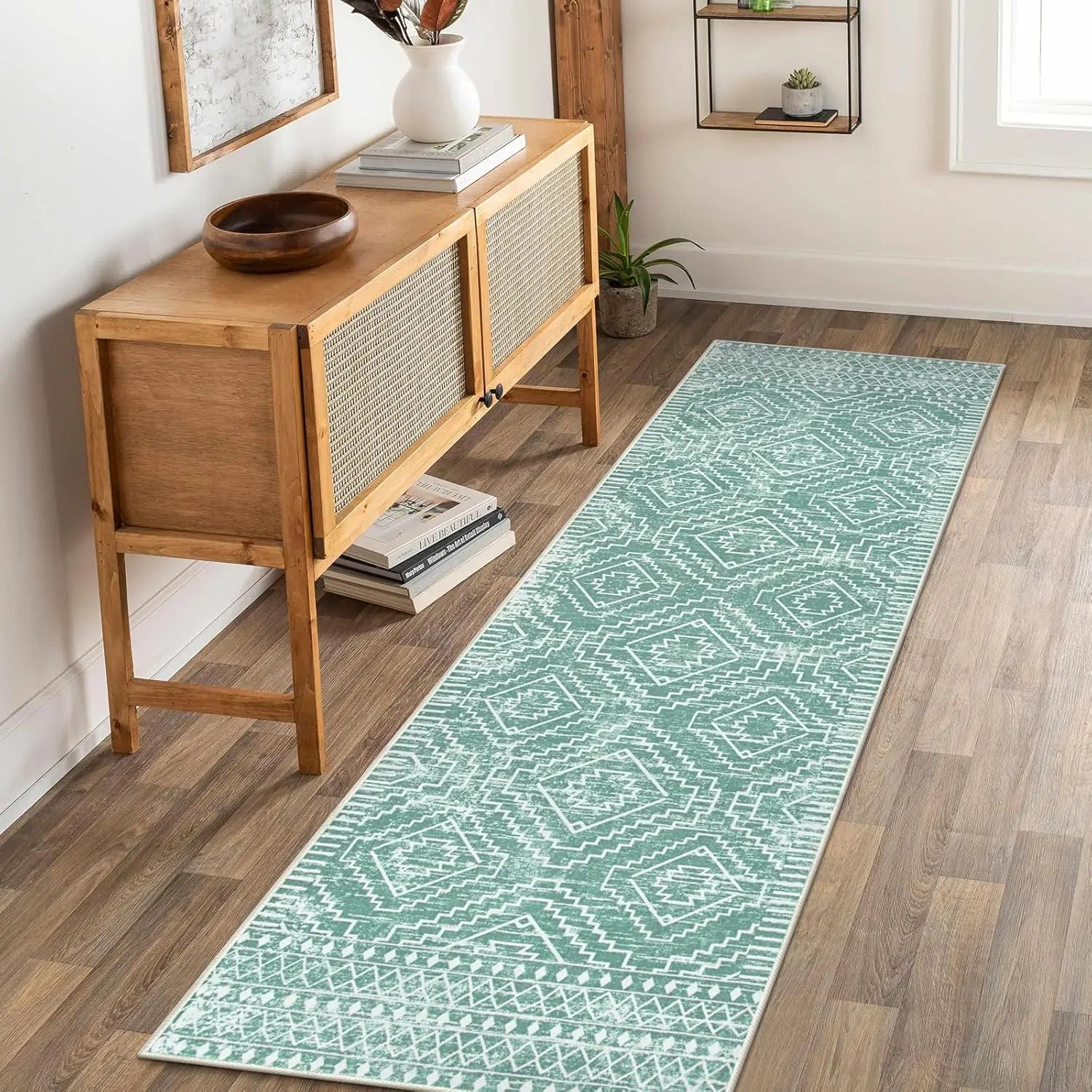 Runner 2'x6' Machine Made Faux Wool Rug Non-Slip Washable Kitchen Entryway Carpet Soft Velvet Light Luxury Design Bedside