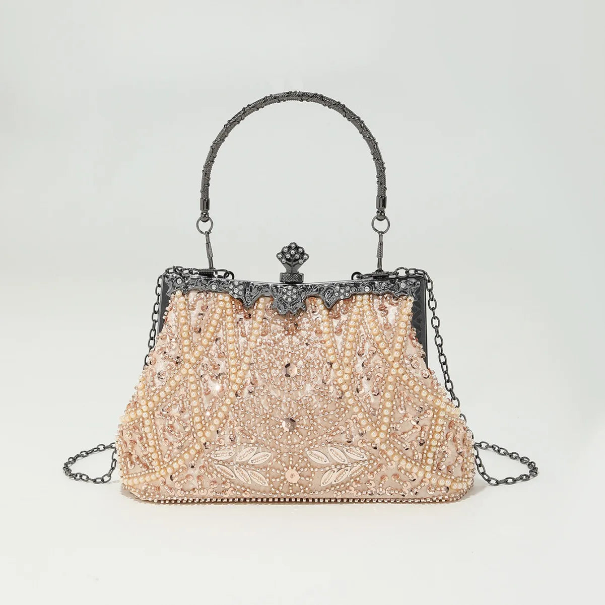 European American Retro Vintage Handmade Beaded Sequin Evening Bag for Women Cross-Border Fashion Style Chain Wedding Accessory