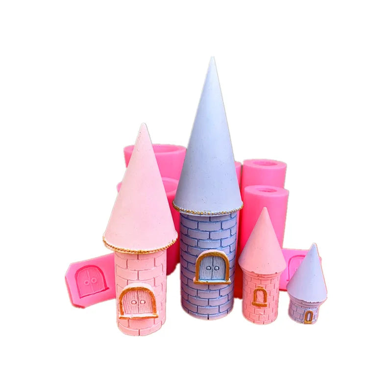 HY Castle Tower Silicone 3D Mold for Chocolate Fondant Cake DIY Plaster Resin Art Mould