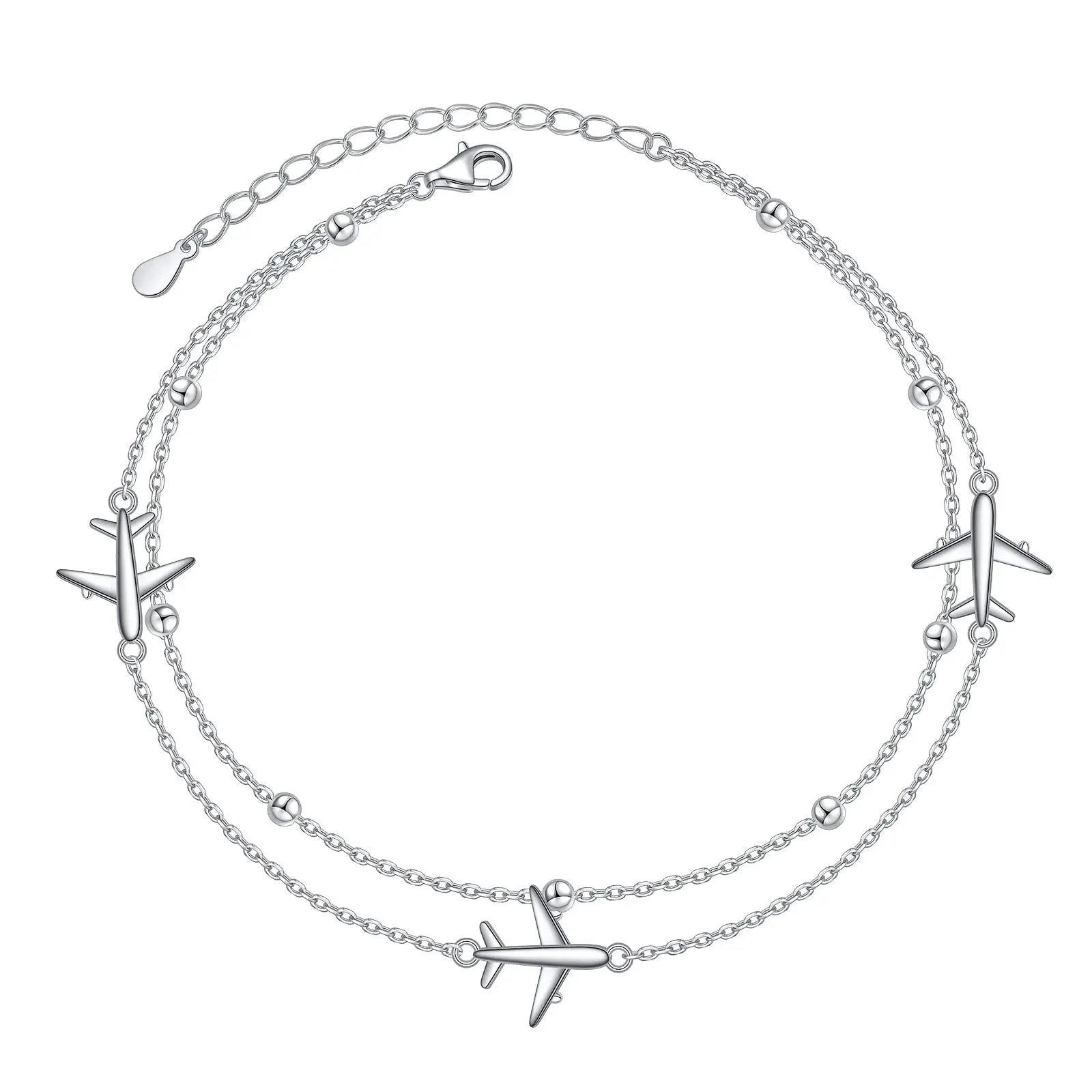 2024 New Custom Fine Jewelry 925 Sterling Silver Airplane Shape Anklet for Women