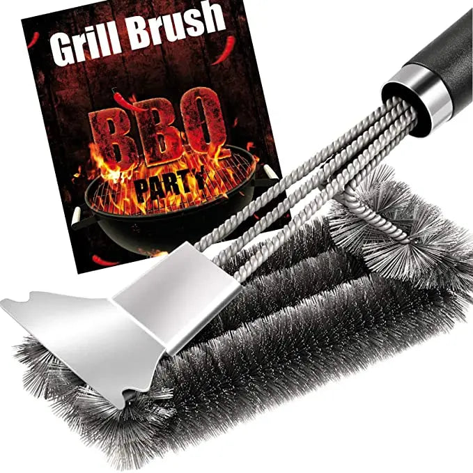 Higher Quality 18" Inch Extra Strong Stainless Steel Bristle Bbq Grill Cleaning Brush Double Scrapers Grill Brush and Scraper