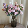 CM-TH1304 Dalian Chermy Flower Purple Pink 6 Heads Rose Floral Arrangement for Wedding