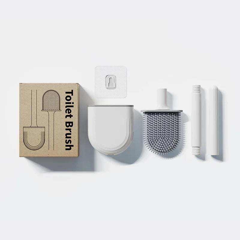 Compact Freestanding Plastic Toilet Bowl Brush and Holder