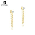 Wholesale 925 Silver Fine Jewelry Piercing Jewelry Earrings Minimalist Wire Zircon Tassel Stud Earring for Girls