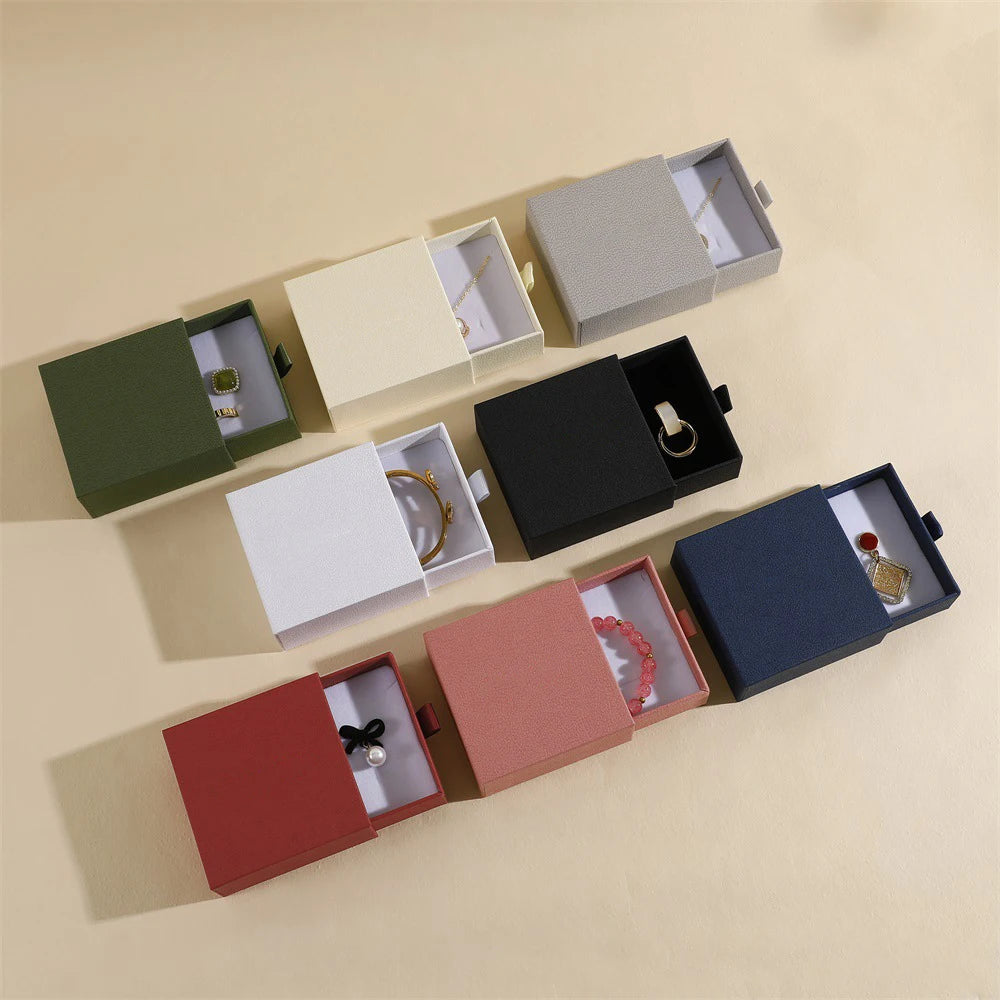 Fantastic New Style Green Cardboard Slider Box Packaging Jewelry Rich Ring Pendant Necklace Earring Boxes with White Insert Pad