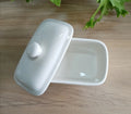 Ceramic Butter Dish with Lid White Modern Design Heatable Food Contact Safe Storage Container for Home & Restaurant Use