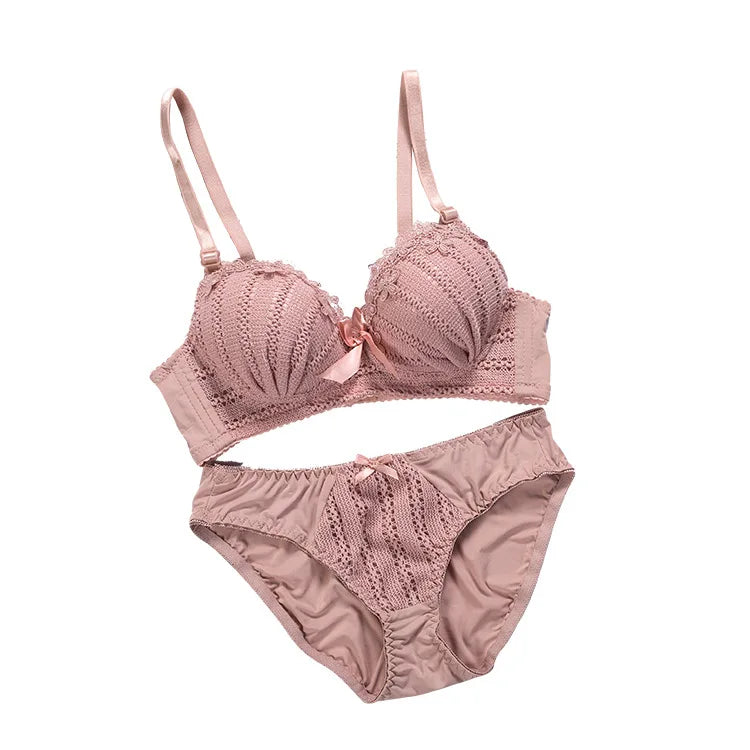Bra &amp; Brief Sets New Popular Women Lace Lingerie Set Beautiful Bowknots Underwear and Panty Set