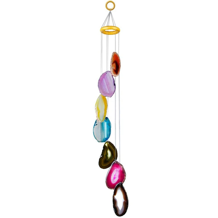 DIY Christmas Gift Colorful Coaster Stone Natural Graceful Blue Purple Mixed Agate Wind Chimes Slice