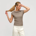 Women's Floral Embroidered Summer Sweater Short-Sleeve Woven Cotton Blend Knit Top Sweet Style T-Shirt for Warm Weather