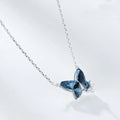 Korean Crystal Pendant butterfly Necklace Women Sterling Silver
