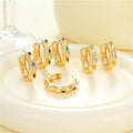 Wholesale Jewelry Stud Earring Gold Plated Big C-shape Lovely Design S925 Silver Needle Earrings Green CZ for Women