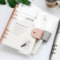 Custom Planner Genuine Leather Budget Binder Leather Tap Metal Ring Binder clear Transparent Pvc A6 Binder with Paper
