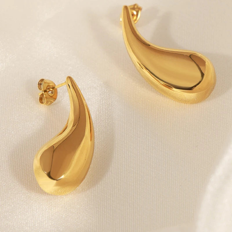 12mm*29mm Stainless Steel Waterdrop Earrings Hollow Geometric Non Tarnish Earrings for Women INS Fashion Classic Trendy Jewelry