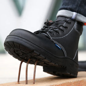 GUYISA Winter Warm Steel Toe Safety Boots Waterproof Leather Work Safety Boots