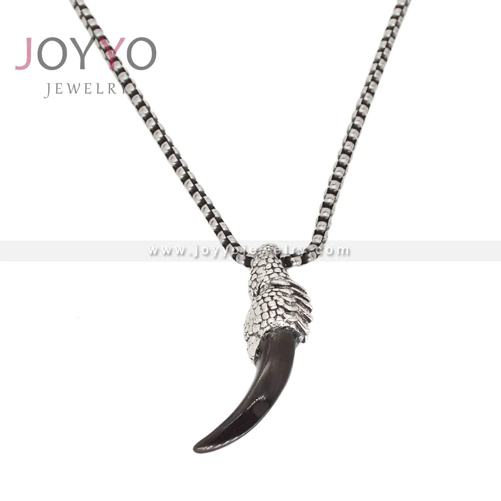 Nordic Jewelry Black Panther Tooth Pendant Stainless Steel Black Stone Eagle Head Pendant