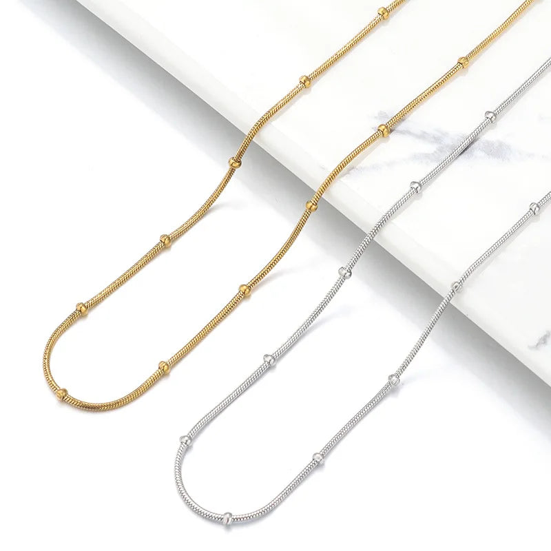 Promotion Stainless Steel Bead Snake Chain Necklace Wholesale Basic Simple Bone Chain Necklace for Women Jewelry