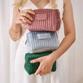 Custom Personalized Velvet Makeup Bag Travel Cosmetic Bag Cases Large Capacity Corduroy Cosmetic Pouch