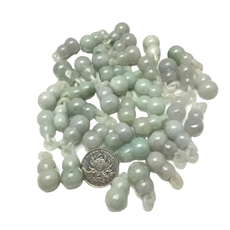 Jadeite Myanmar Jade Grade a White Pendant Ring Gourd Diy Jade White Accessories Handicraft Jade Factory Wholesale MegaBDM