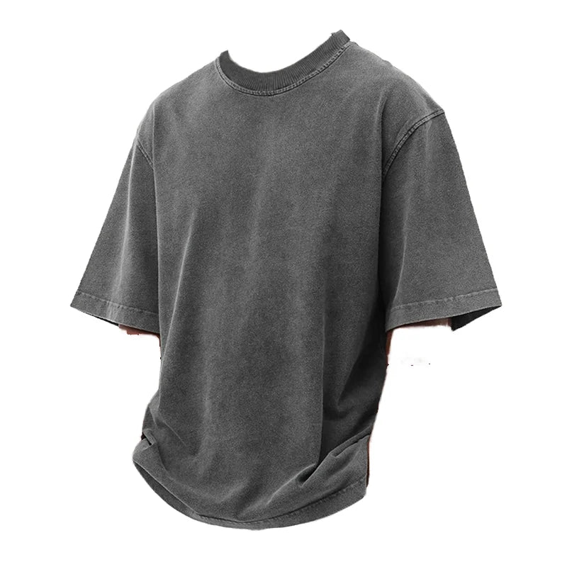 Wholesale T-shirts 100% Cotton Men's Oversized Digital Printed T-shirt Acid Wash 275G Unisex Streetwear Hip Hop Blank T Shirt