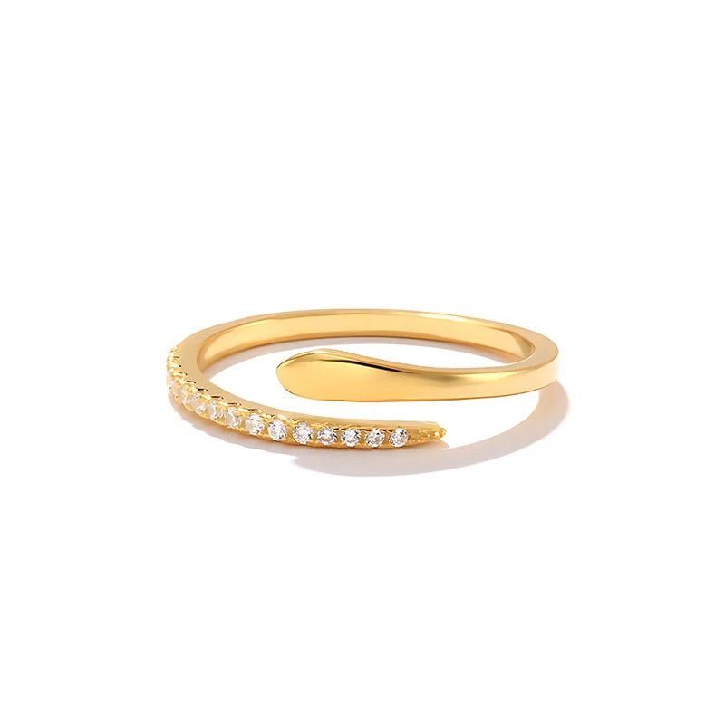 925 Sterling Silver Adjustable Finger Ring for Women Fashion Simple Statement Design Snake Shape for Wedding Other Occasions