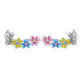 Factory Wholesale 925 Sterling Silver Pink Blue Yellow Insect Butterfly Flowers Stud Earrings for Women Fashion Jewelry SCE1393