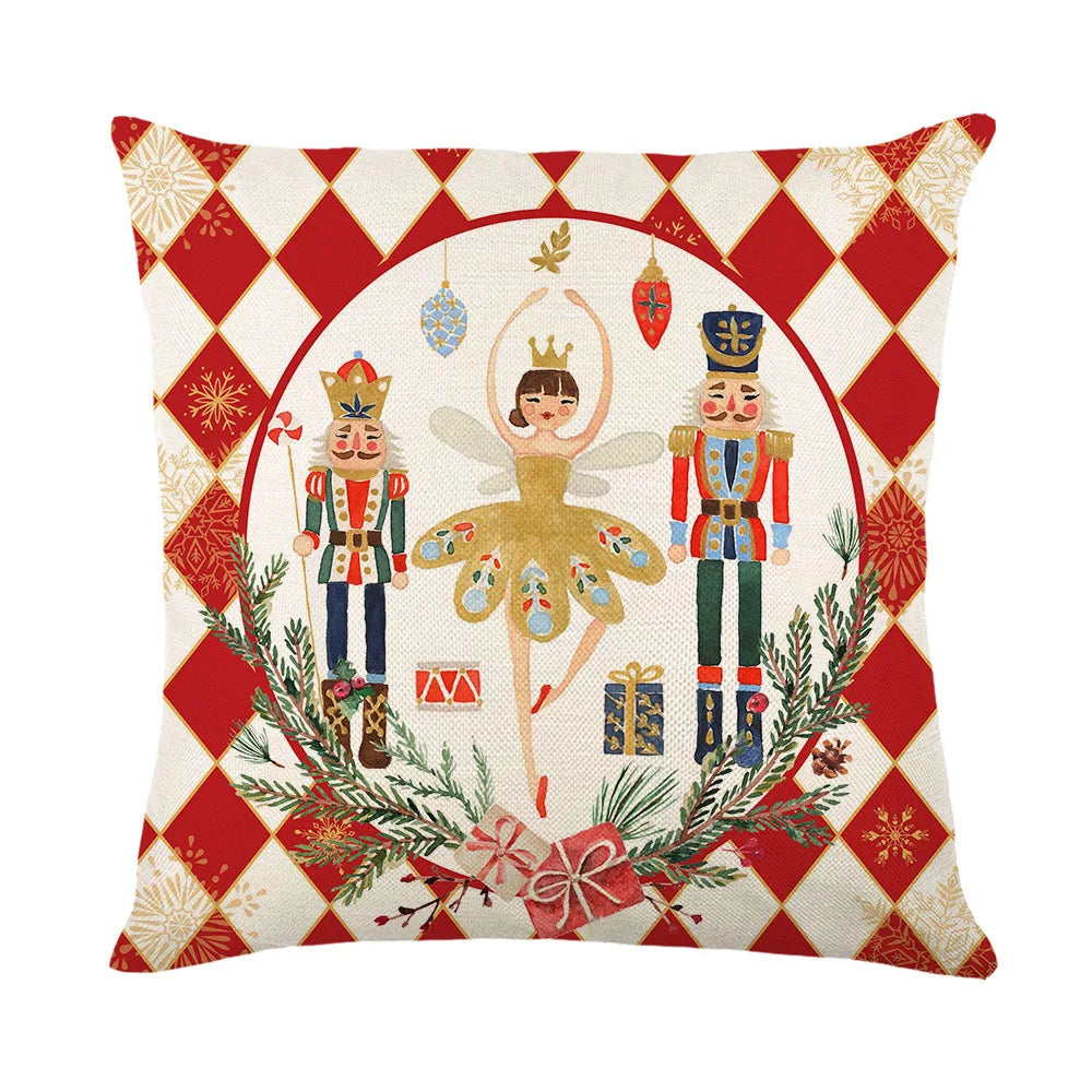 New Designs Christmas Decorative Pillow Cover Xmas Nutcracker Cushion Case Red Plaid Pillowcase Pillowslip Adornos De Navidad